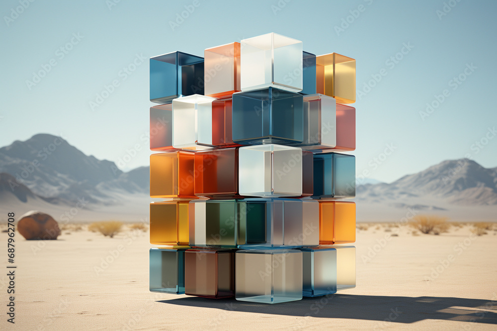 Fototapete an imaginative rendering of a cubic camel, its stoic presence and desert habitat captured through a 