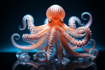 Fototapeta premium An imaginative artwork showcasing a cubic octopus, its tentacles and fluid motion transformed into a captivating display of geometric precision.