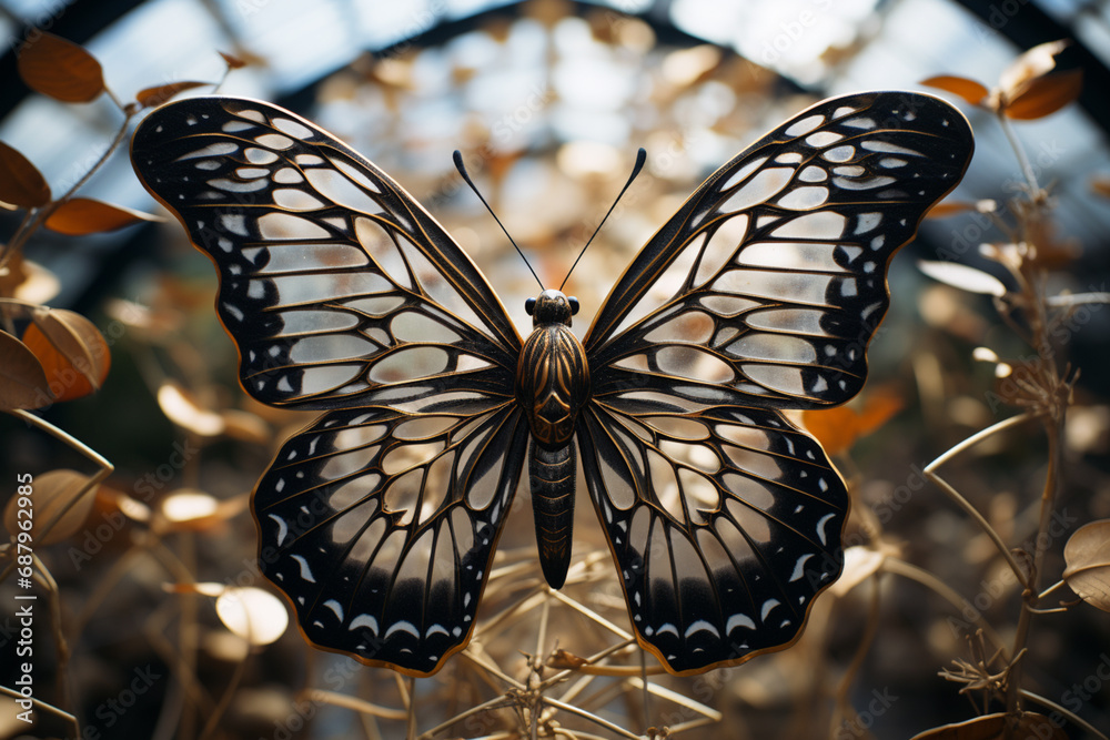 Fototapete an artistic representation of a cubic butterfly, its delicate wings transformed into a mesmerizing d