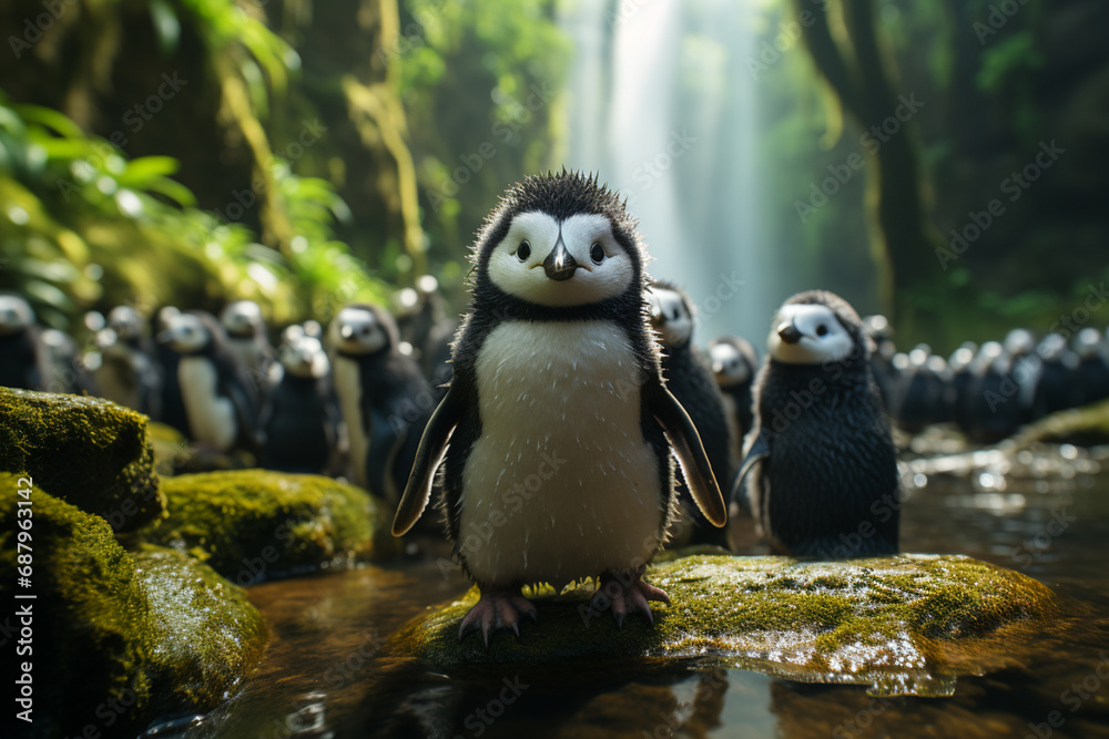 Leinwandbilder cubic creatures, such as pandas and penguins, make learning more relatable and enjoyable in this inn