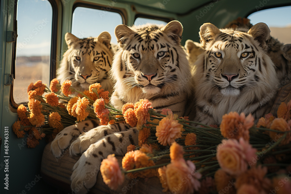Poster Students embark on a digital safari of knowledge, guided by cubic lions and zebras, as they explore various subjects in a fun and interactive way.
