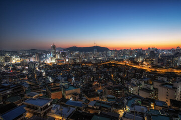 Sunset view over Seoul City