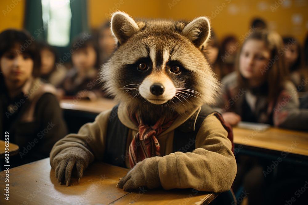 Fototapete cubic animals in the digital classroom bring an element of playfulness to the learning process, maki