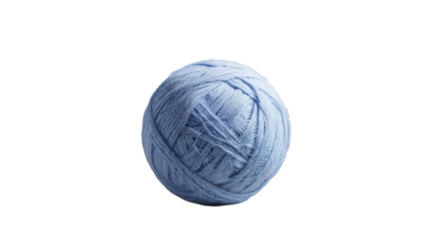 ball of blue wool white background, isolate, png