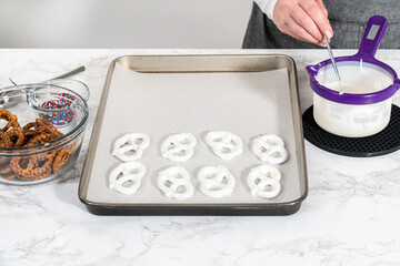Red White and Blue Chocolate Covered Pretzel Twists