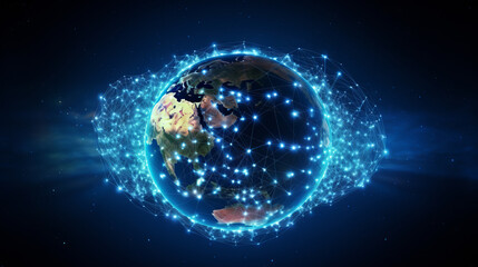 planet earth with an international network of communication in orbit