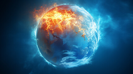 Fototapeta na wymiar climate change brings heat and fire to planet earth.