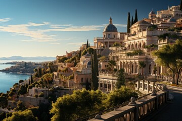 Fototapeta na wymiar Panoramic view of the city from Gianicolo Hill, Generative AI