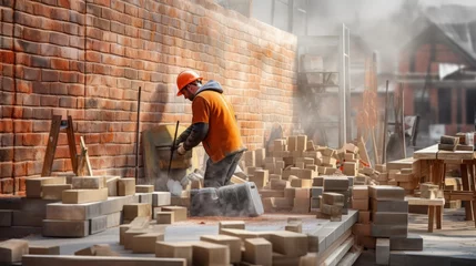 Foto op Plexiglas workers and craftsmen on a construction site © Wolfilser
