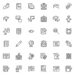 Education and knowledge line icons set