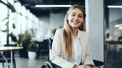 Businesswoman in a wheelchair in the office