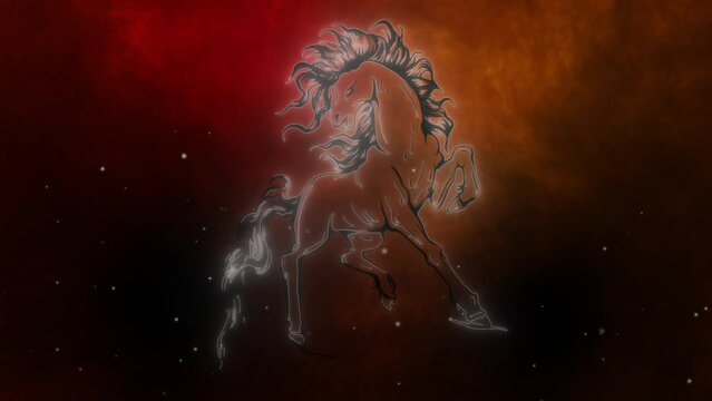horse in neon style video animation