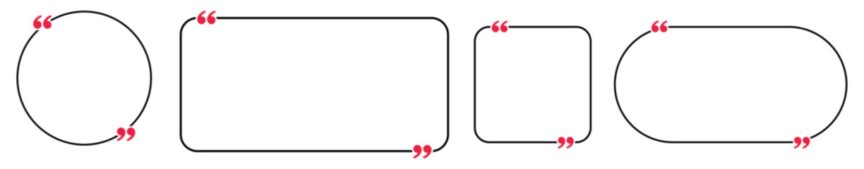 Quote bubble frame set best for speech quotation. Speech quote marks box outline element with commas.