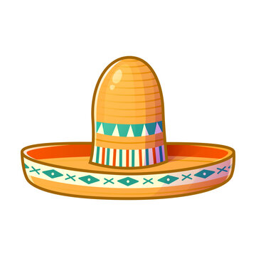 Traditional Mexican wide brimmed sombrero hat isolated on a white background.