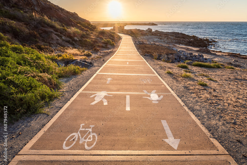 Wall mural new bicycle lane along the o'sullivans beach coast with picturesque views, south australia