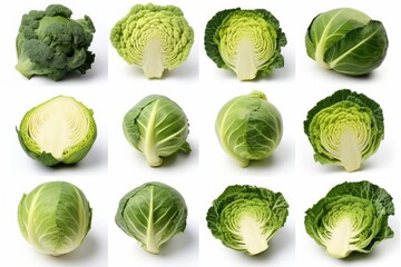 watercolor cabbage isolated on white , AI Generated - obrazy, fototapety, plakaty