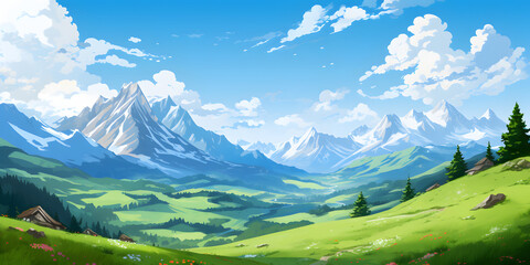 Mountains Vector Landscape Background
