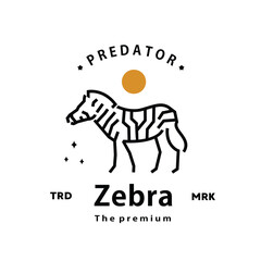 vintage retro hipster zebra logo vector outline monoline art icon