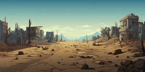Post-Apocalyptic City Vector Landscape Background