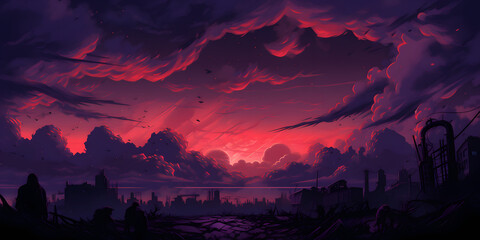 Apocalypse Sky Vector Landscape Background