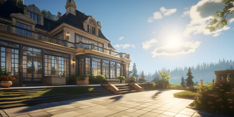 Luxury House Vector Landscape Background