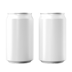 Empty white cans for wine beer and soft drinks isolated on transparent background