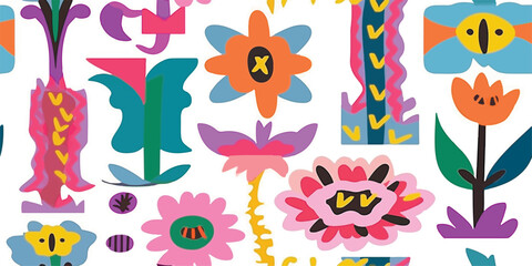 Creative seamless pattern with hand drawn abstract elements. Surface design