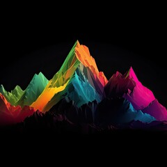Cool abstract colorful mountain with transparent background for stickers or posters. Generative AI Technology 
