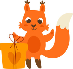 Squirrel With Birthday Gift