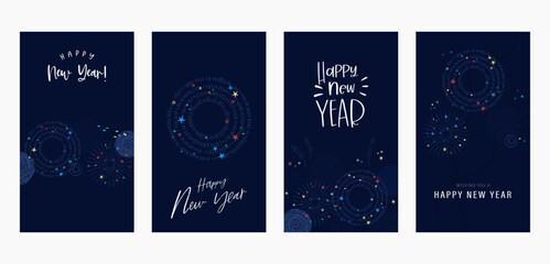 Fototapeta na wymiar Cute hand drawn fireworks designs, flyer templates, great for invitations, banners, wallpapers, cards - vector design