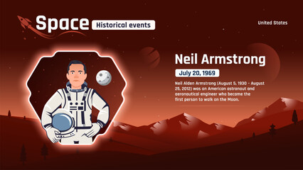 Neil Armstrong Space's Historic Events and Revolutionary Inventions-Vector illustration design