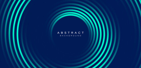Blue abstract background with glowing circles. Swirl circular lines pattern. Geometric spiral. Twirl element. Modern graphic design. Futuristic technology concept. Vector illustration - obrazy, fototapety, plakaty