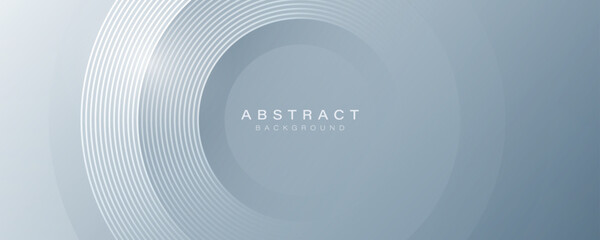 Modern abstract gray background with space for your text. Elegant circle shape design. Shiny white gradient circular lines pattern. Futuristic concept. Suit for banner, brochure, cover, flyer, poster - obrazy, fototapety, plakaty