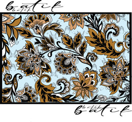 Colorful flower vector pattern, Beautiful batik patterns, The beautiful of art Malaysian and Indonesian Batik, Floral pattern for traditional clothes, Background, pattern and texture