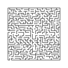 Labyrinth maze background. Rectangle labyrinth with entry and exit. Isolated simple square maze