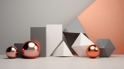 Abstract White Minimal background. Basic geometric 3D Render. Created with Ai