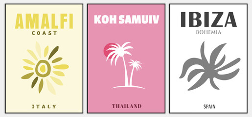 Retro Travel Poster Colorful Wall Home Art, Mykonos Print,