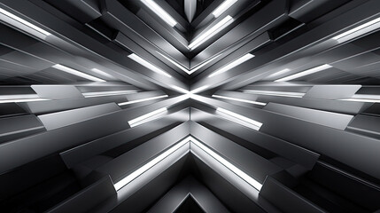 Obraz premium A symmetrical silver three-dimensional light band.