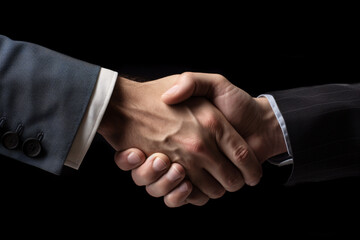 Two Businessmen Engaged in a Firm and Trustworthy Handshake, Symbolizing the Fusion of Professional Integrity, Mutual Respect, and the Dawn of Prosperous Collaborations