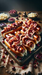 Smoky Bacon Hot Dogs with Cranberry Salsa
