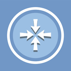Inward arrow icon vector. Four Arrows icon vector in trendy flat style. Arrow pointing center icon image, Arrow pointing center icon illustration isolated on blue background
