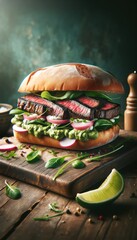 BBQ Steak Sandwich with Soy-Wasabi Mayo
