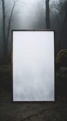 Empty frame in the tranquil foggy forest.