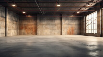 Empty factory interior or vacant warehouse