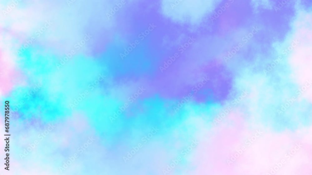 Aufkleber Seamless abstract psychedelic wavy background for loop playback. 4k video. Cloudy nebula background. Natural pastel colors.