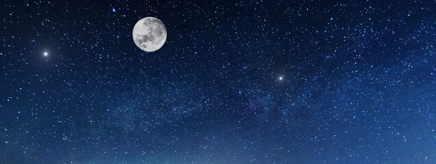 Fototapeta na wymiar night galaxy stars with moon