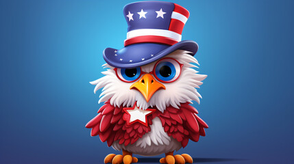 Cute Cartoon Patriotic American Chicken