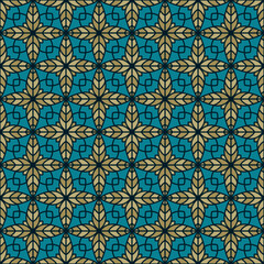 Creative floral geometry seamless vector tile pattern. Abstract flower repeating tiling wallpaper.