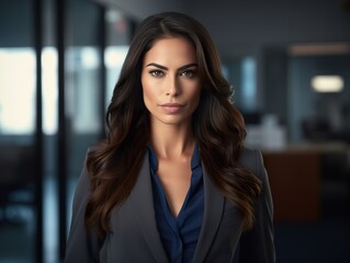 Naklejka premium Portrait Attractive hispanic young confident business woman in business professional working office