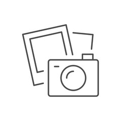 Camera and photographs line icon